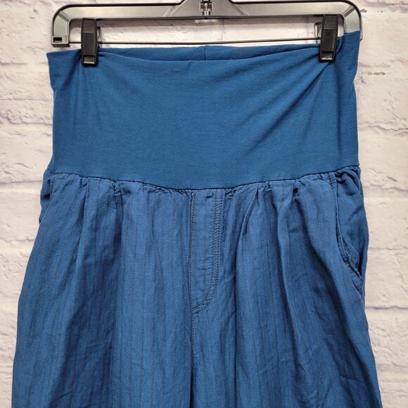 Hei Hei Eventide Linen Blend Cropped Pants Sz S Wide Band Resortwear Preppy - Picture 2 of 9